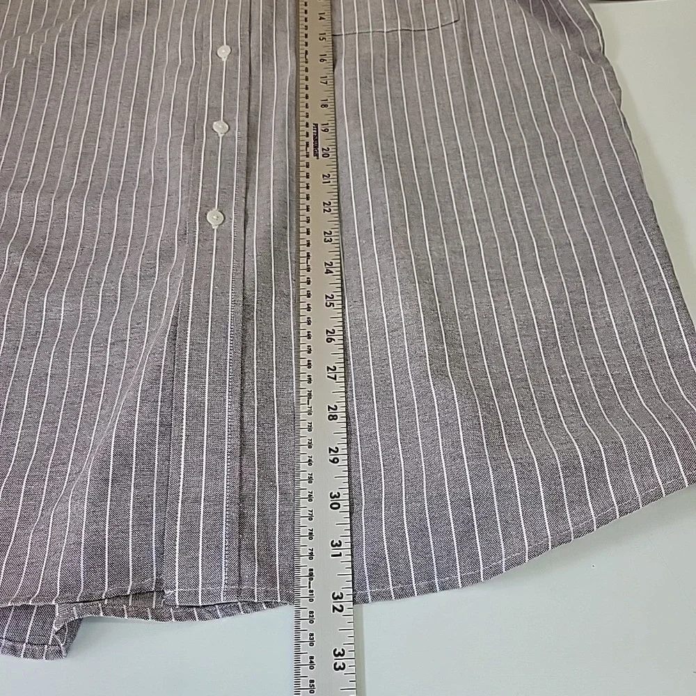 Claybrooke‎ Men's Dress Shirt Wrinkle Free Size 17.5 34/35 Striped Brown Preppy